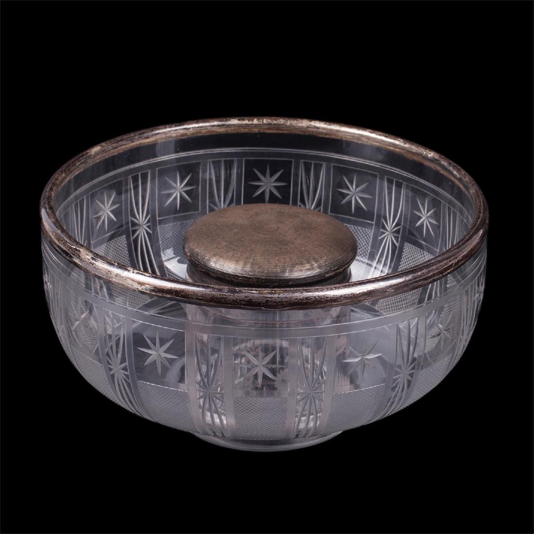 French caviar dish in 2 pieces. Silver, glass — image 1