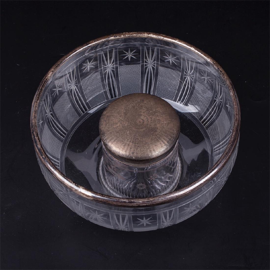 French caviar dish in 2 pieces. Silver, glass — image 2