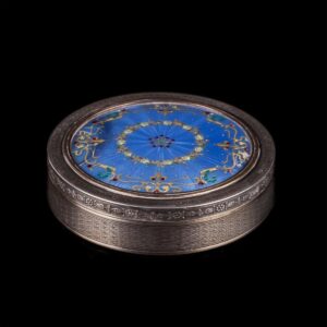 Antique French silver and guilloche enamel snuff box — image 1