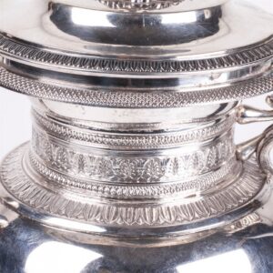 Antique silver coffee pot with wooden handles — image 3