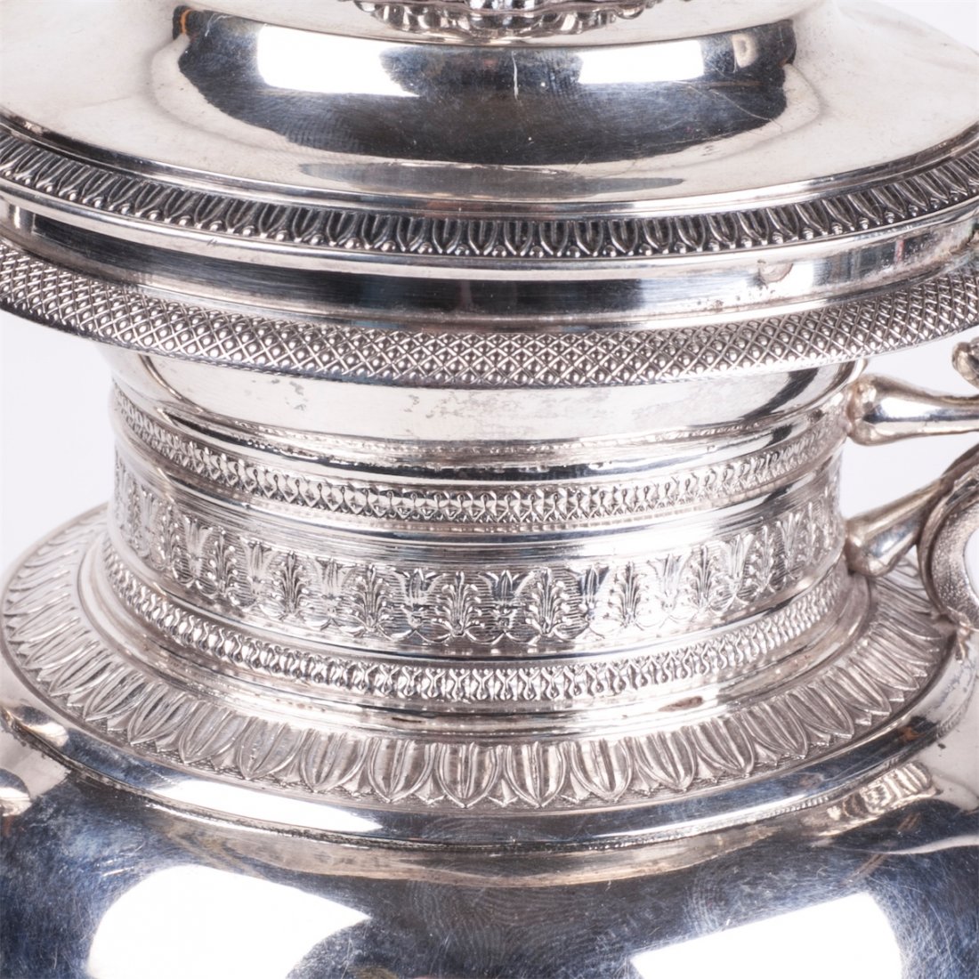 Antique silver coffee pot with wooden handles — image 3