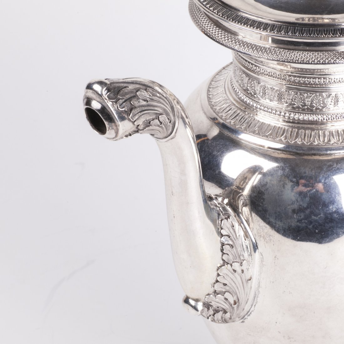 Antique silver coffee pot with wooden handles — image 4