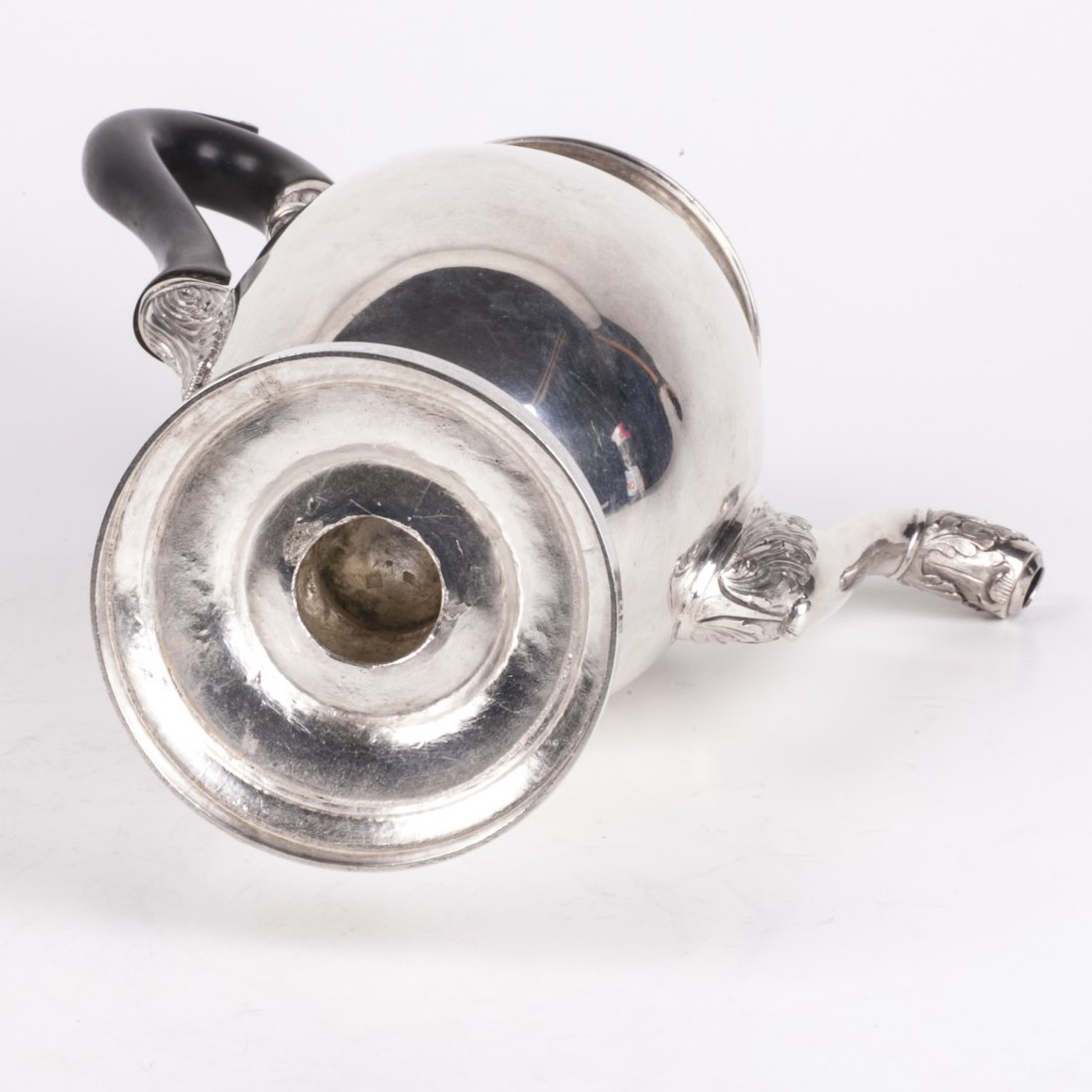 Antique silver coffee pot with wooden handles — image 5