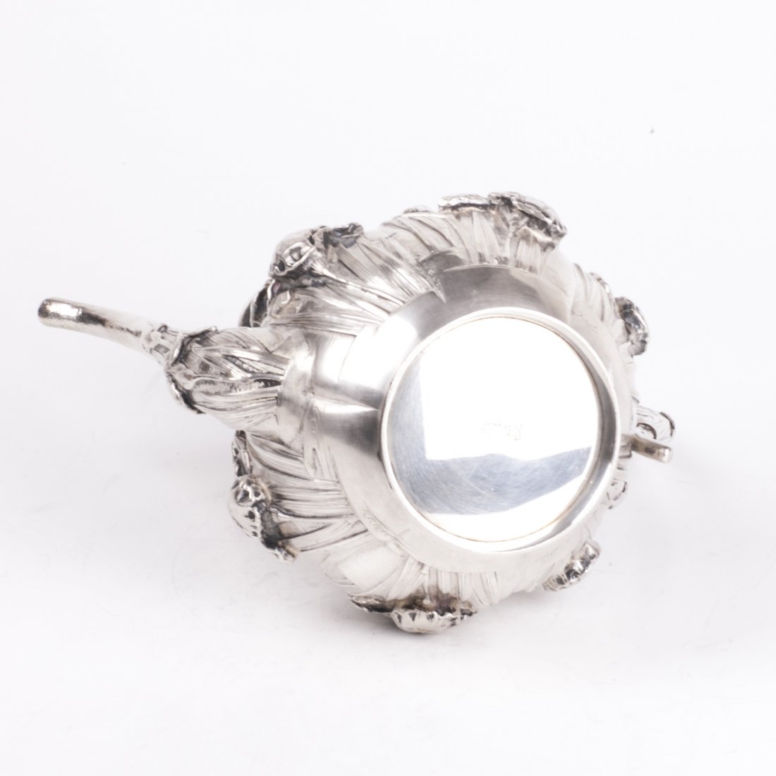 Antique Japan silver coffee pot with flower motifs — image 5