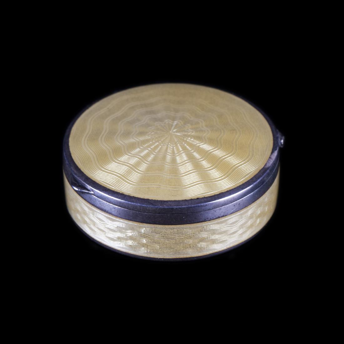 Antique silver an enamel box with a mirror on a cover — image 1