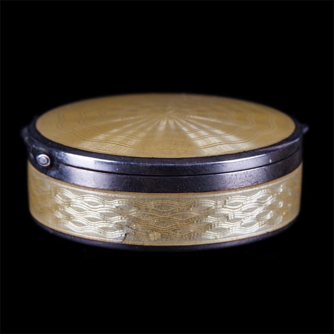 Antique silver an enamel box with a mirror on a cover — image 2