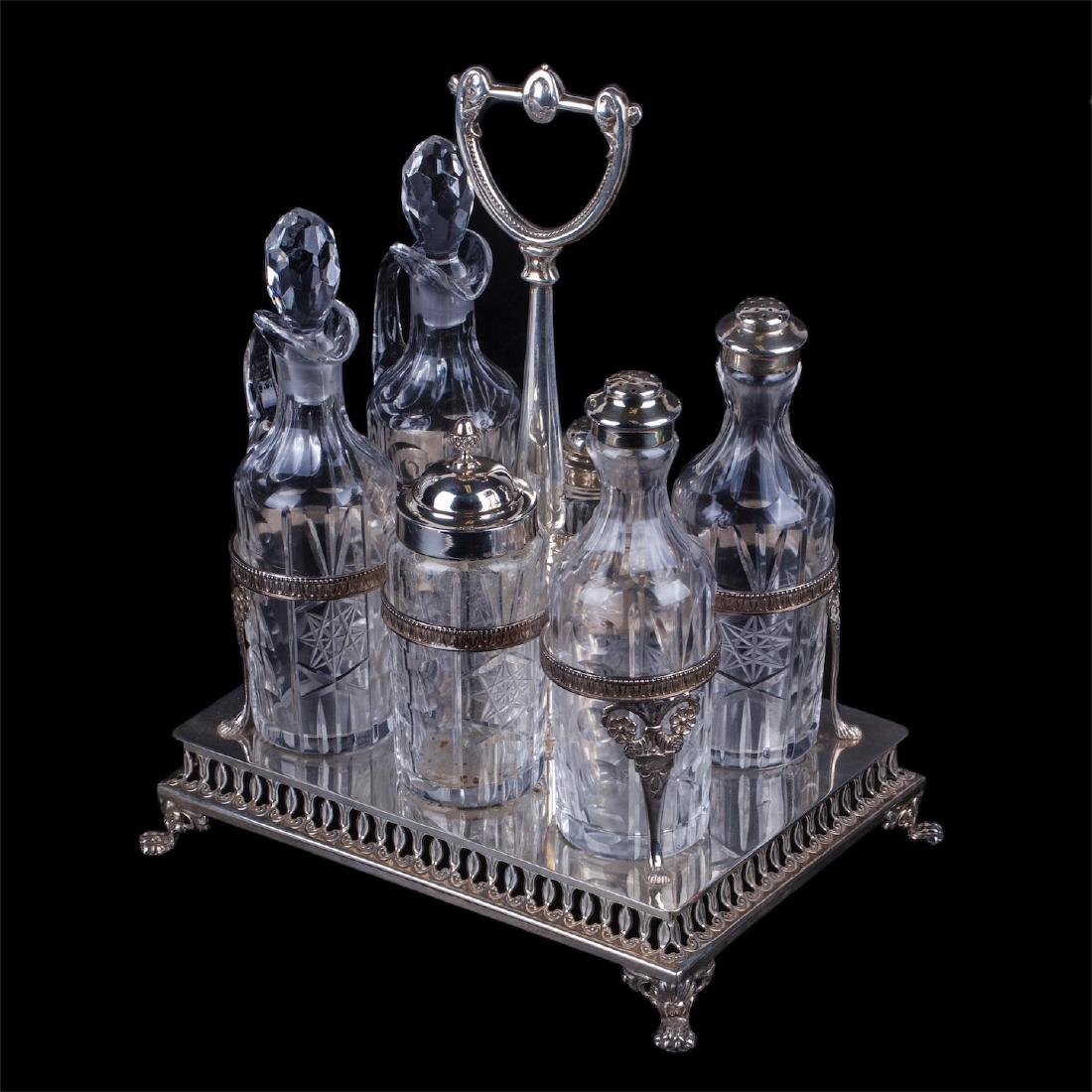 Antique silver cruet stand of 6 pieces — image 1