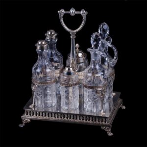 Antique silver cruet stand of 6 pieces — image 2