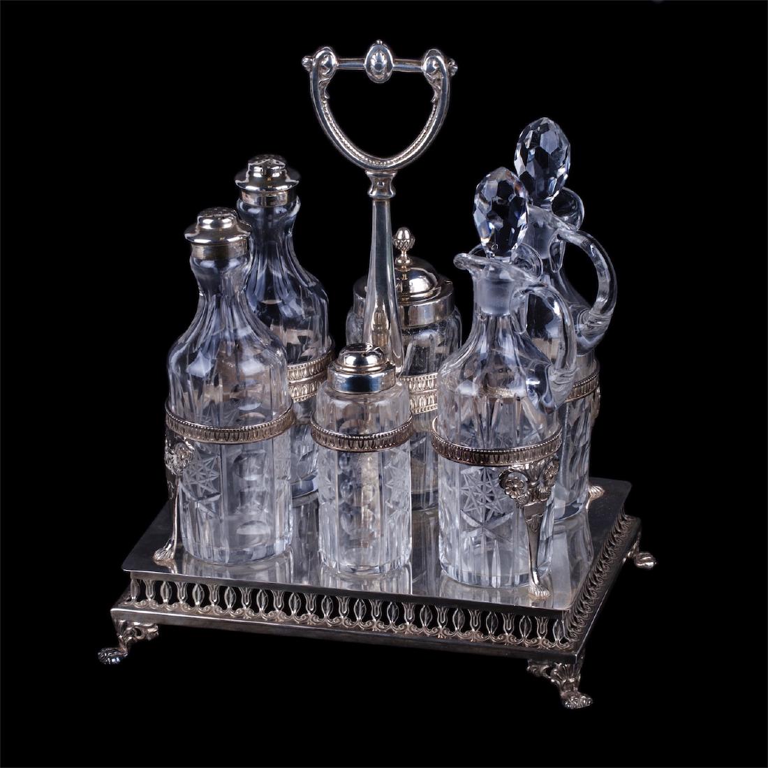 Antique silver cruet stand of 6 pieces — image 2