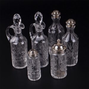 Antique silver cruet stand of 6 pieces — image 3