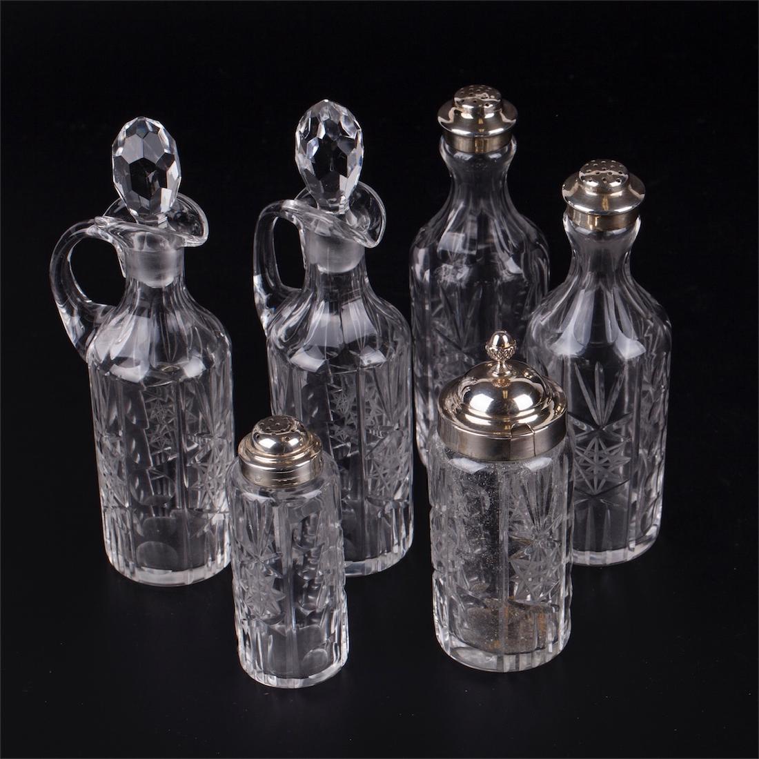 Antique silver cruet stand of 6 pieces — image 3