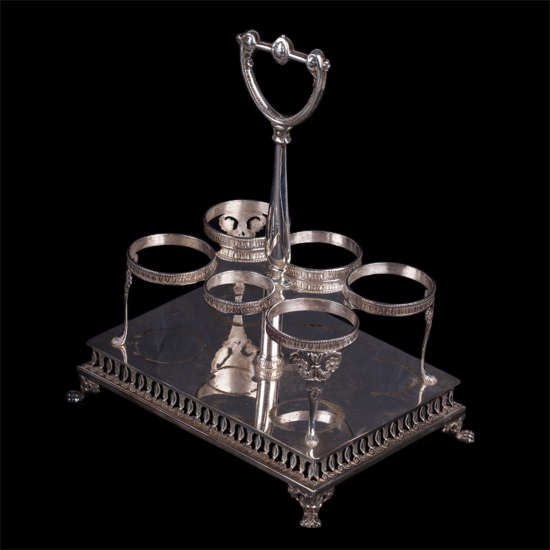 Antique silver cruet stand of 6 pieces — image 4