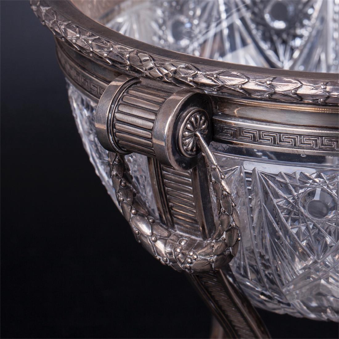 Faberge cast silver-gilt and cut-glass massive bowl — image 2