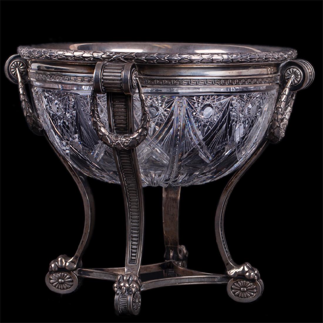 Faberge cast silver-gilt and cut-glass massive bowl — image 4