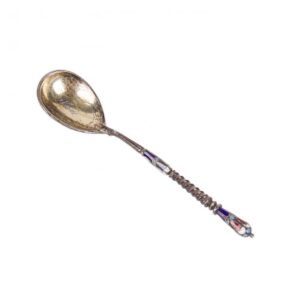 Russian silver and cloisonne enamel tea spoon — image 3