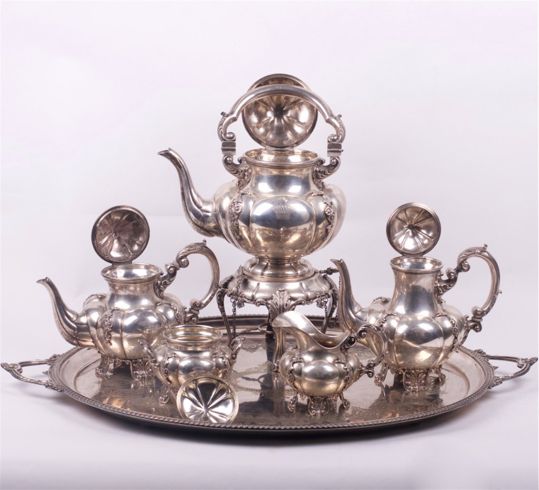 Antique silver serving set of 6 pieces — image 6