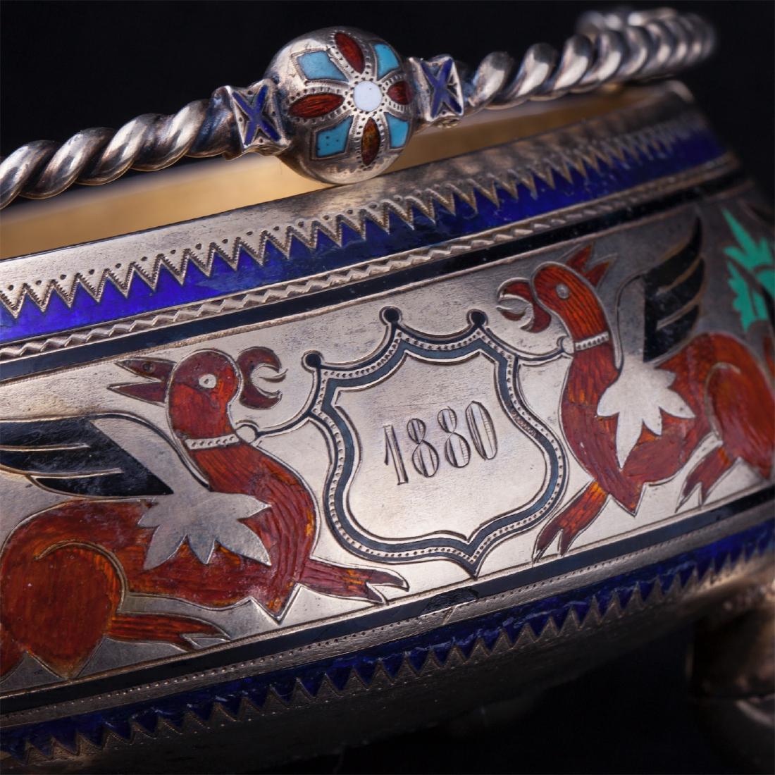 Russian silver-gilt and emarginate enamel sugar bowl — image 5