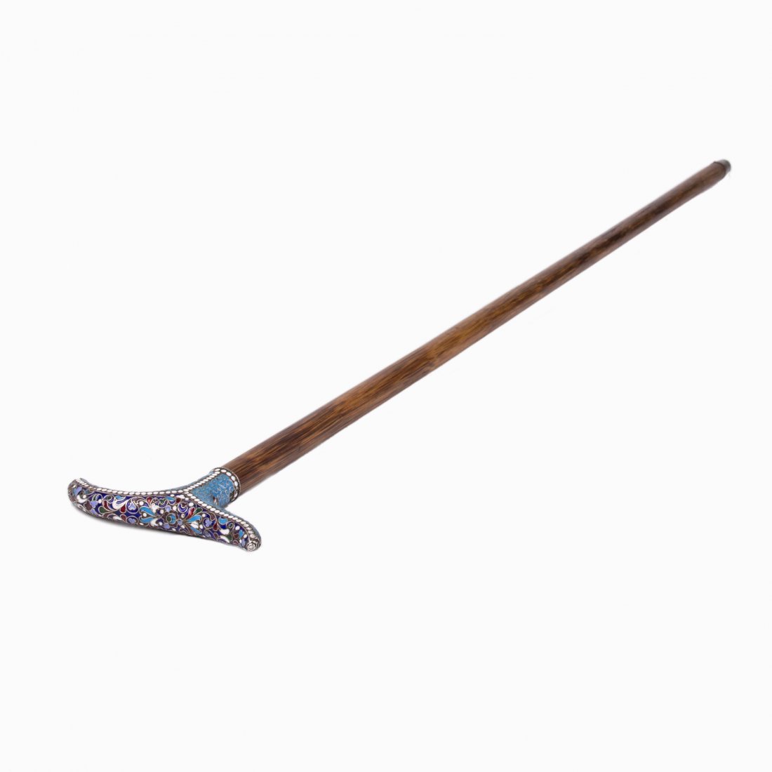 Russian silver and cloisonne enamel cane — image 1