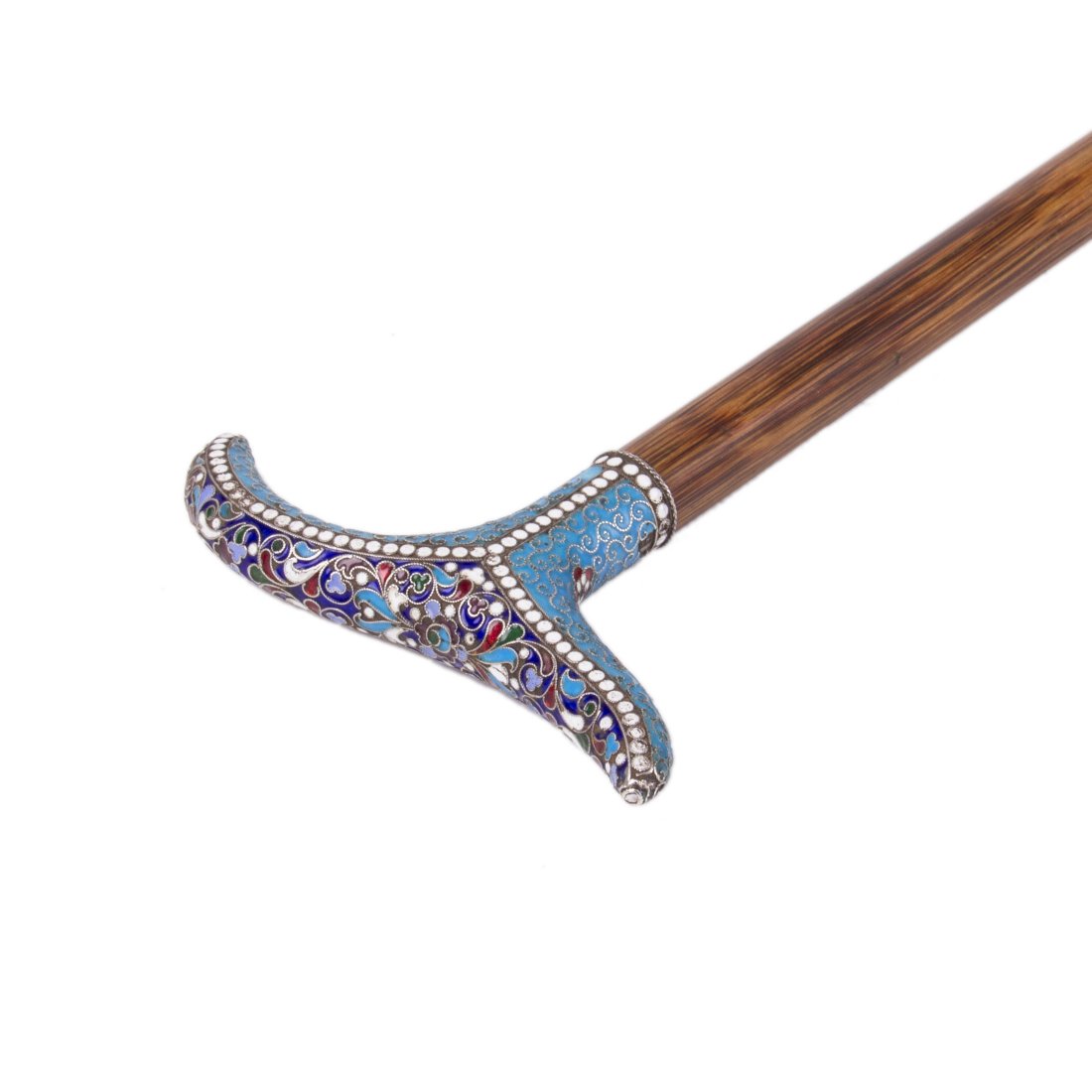 Russian silver and cloisonne enamel cane — image 3
