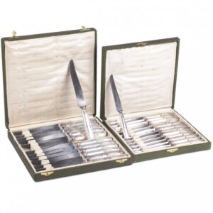 Antique French set of 2 boxes with 24 table knives — image 1
