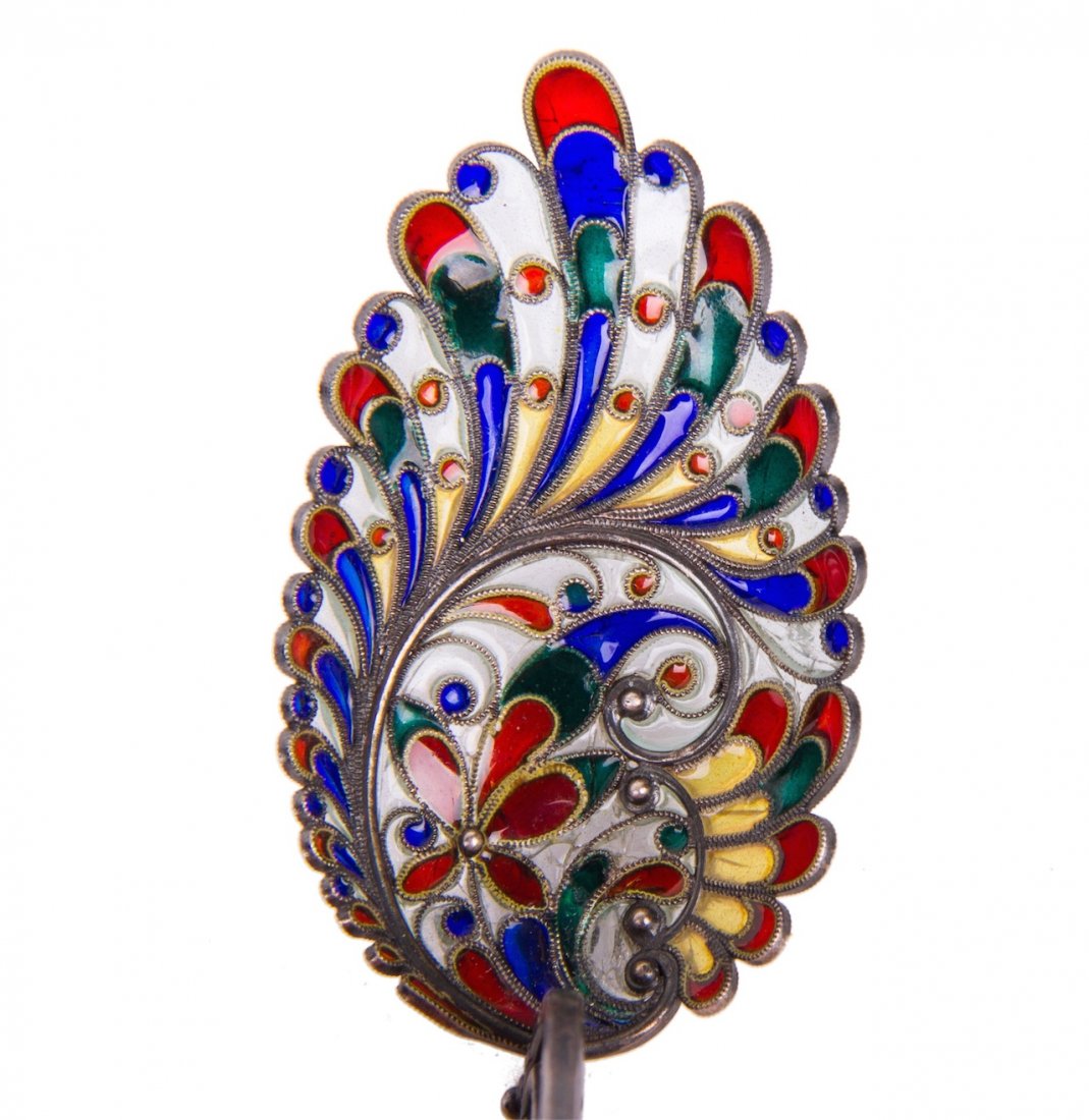 Russian silver and plique-a-jour enamel decorative — image 2
