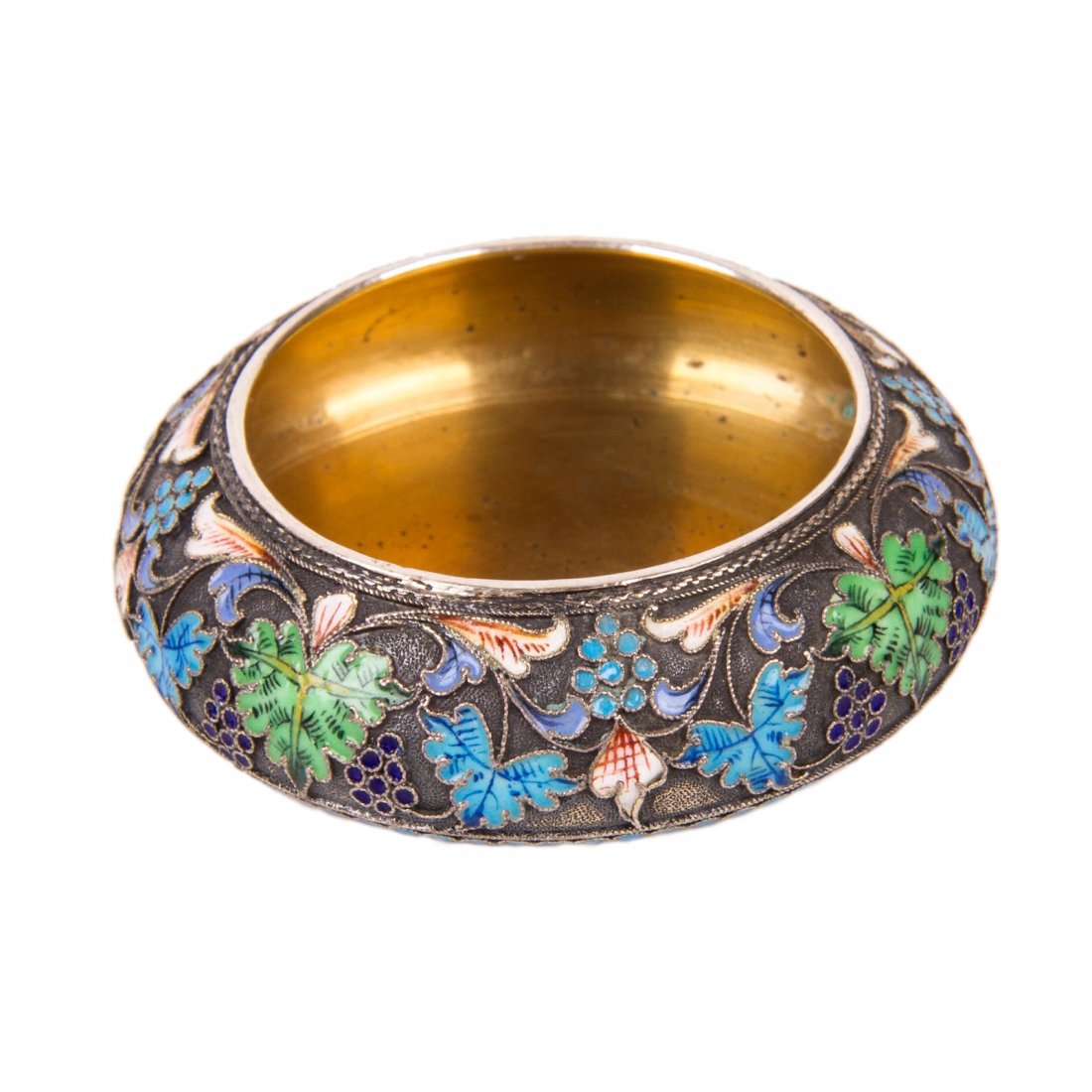Russian silver and cloisonne enamel salt cellar — image 2