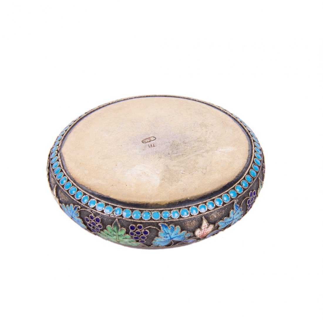 Russian silver and cloisonne enamel salt cellar — image 3