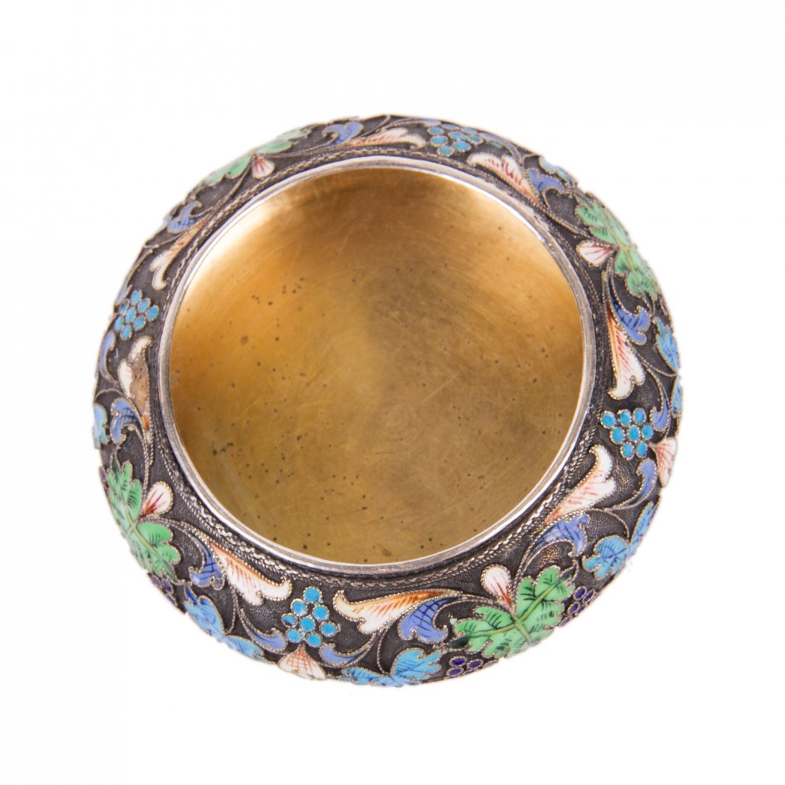 Russian silver and cloisonne enamel salt cellar — image 4