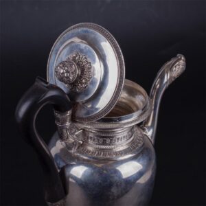 Antique silver coffee pot with wooden handle. Belgium — image 2