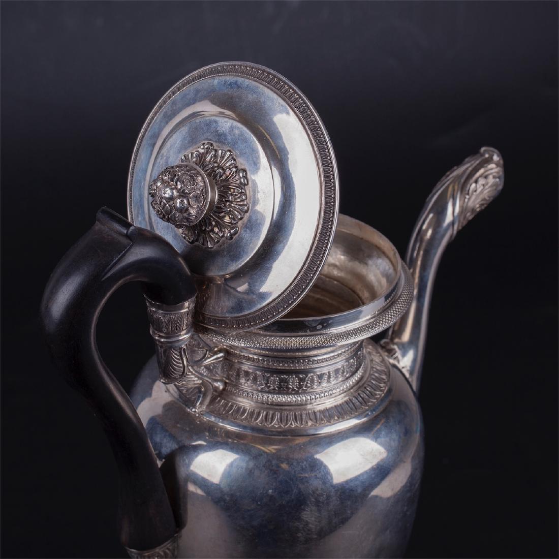 Antique silver coffee pot with wooden handle. Belgium — image 2
