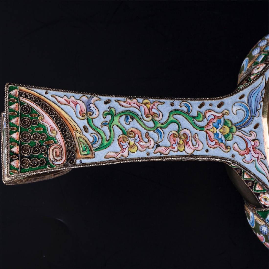 Grand Russian silver-gilt enamel kovsh. 20th Moscow — image 3