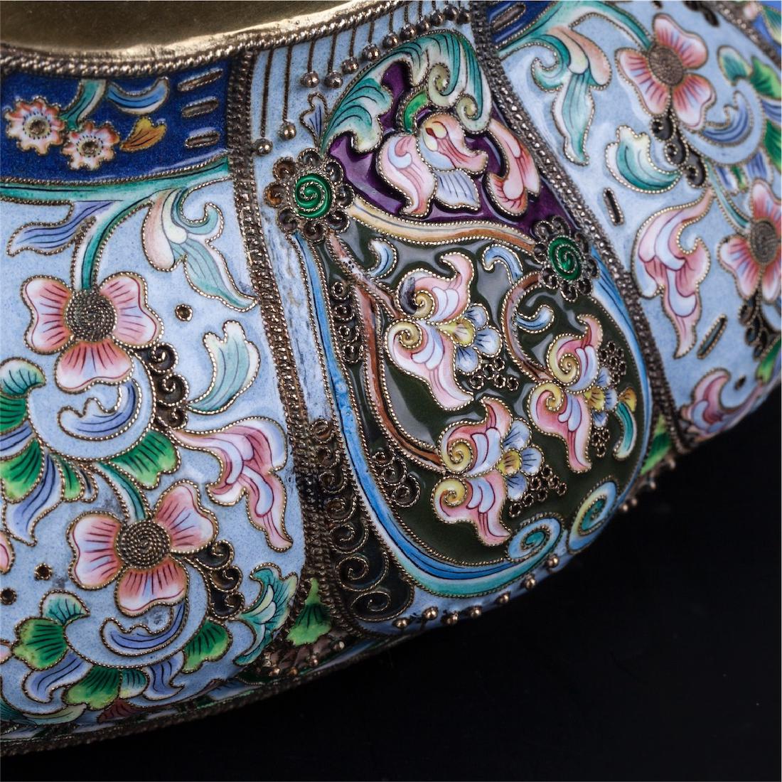 Grand Russian silver-gilt enamel kovsh. 20th Moscow — image 5