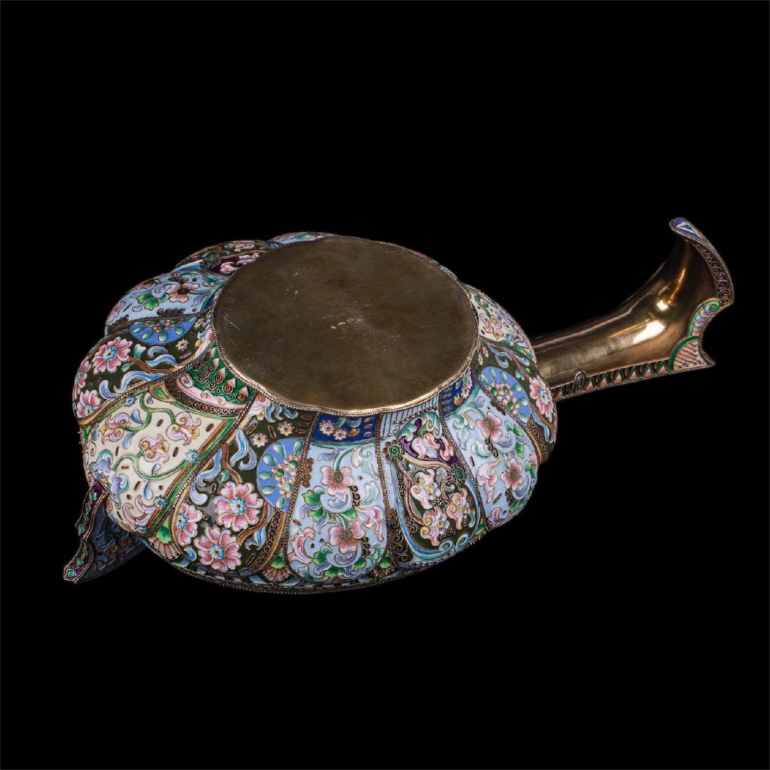 Grand Russian silver-gilt enamel kovsh. 20th Moscow — image 6