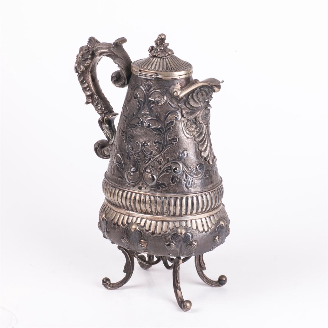 Antique silver water jug on legs — image 2