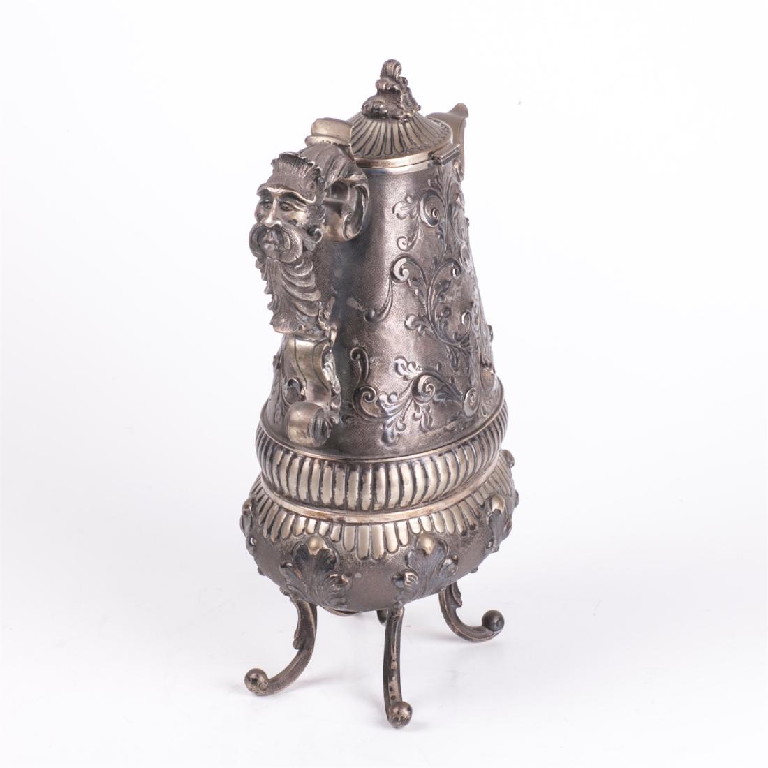 Antique silver water jug on legs — image 3