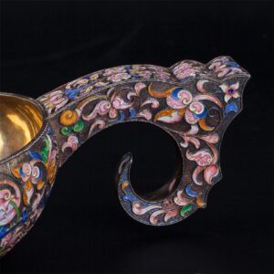 Grand Russian silver-gilt enamel kovsh. I. Khlebnikov — image 3