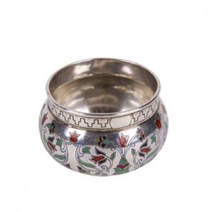 Russian silver-gilt and champleve enamel salt cellar — image 1