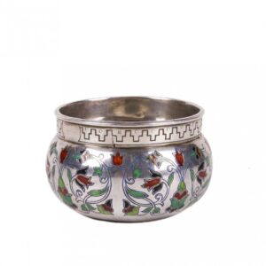 Russian silver-gilt and champleve enamel salt cellar — image 2