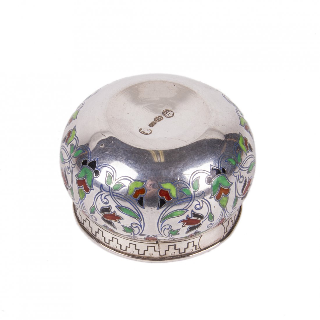 Russian silver-gilt and champleve enamel salt cellar — image 3