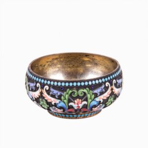 Russian silver-gilt and cloisonne enamel salt cellar — image 1