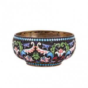 Russian silver-gilt and cloisonne enamel salt cellar — image 2