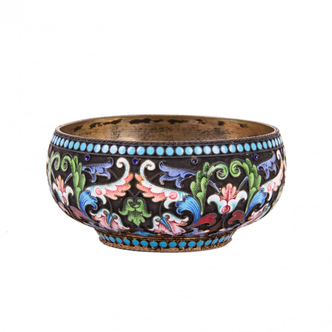 Russian silver-gilt and cloisonne enamel salt cellar — image 2