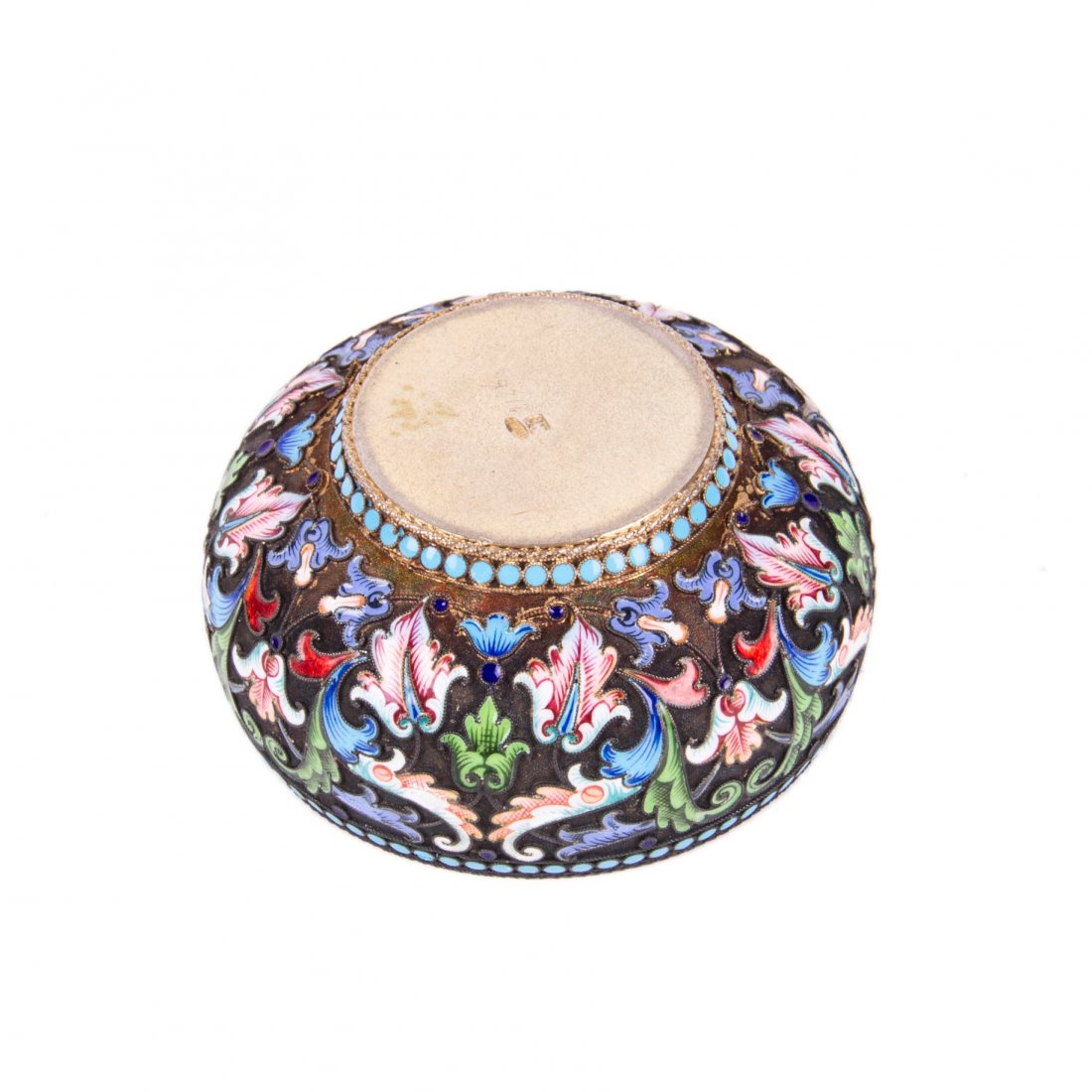 Russian silver-gilt and cloisonne enamel salt cellar — image 3
