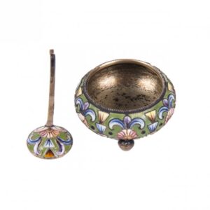 Russian silver-gilt and cloisonne enamel salt cellar — image 2
