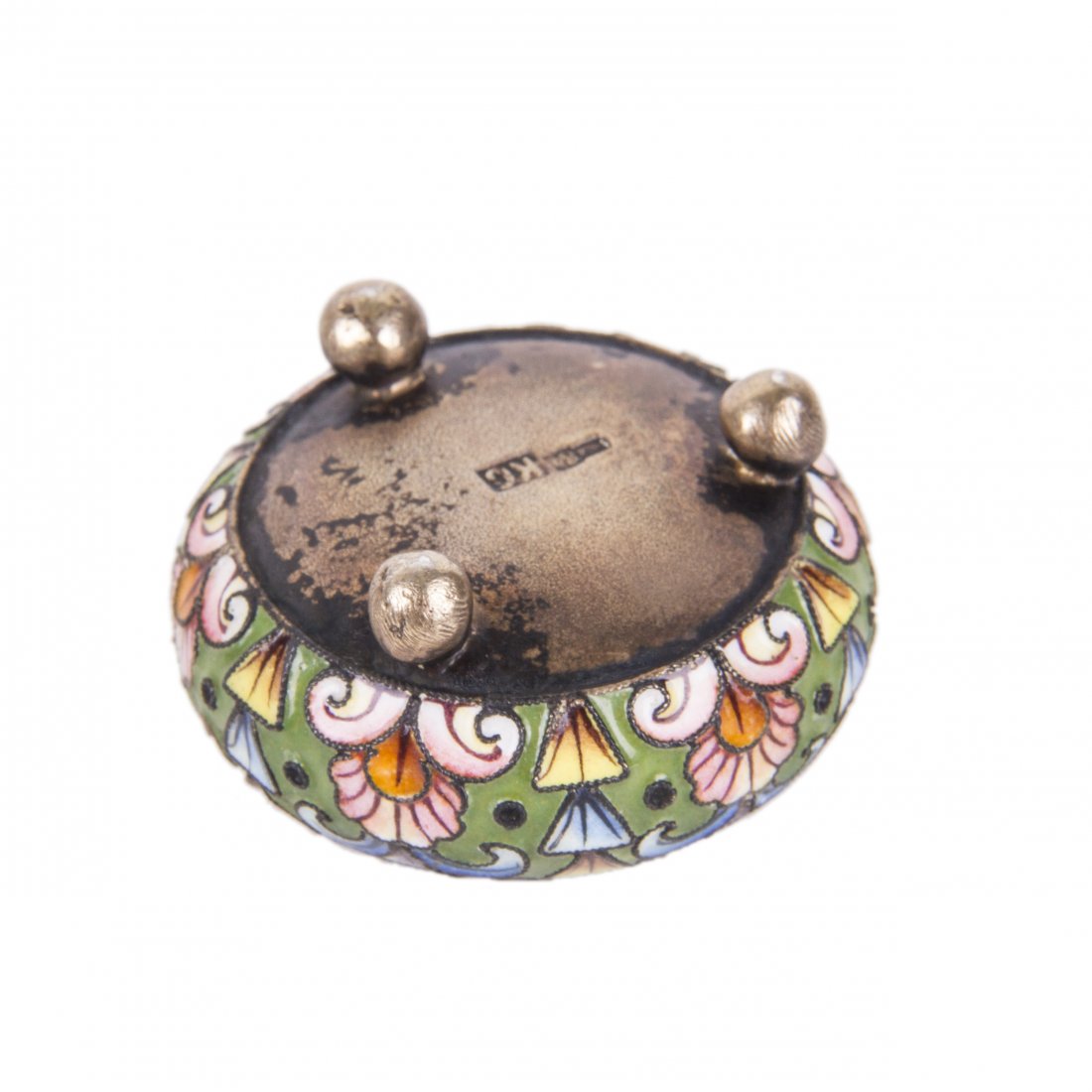 Russian silver-gilt and cloisonne enamel salt cellar — image 4