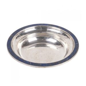 Antique silver tray with lazurite stone encrusted — image 1