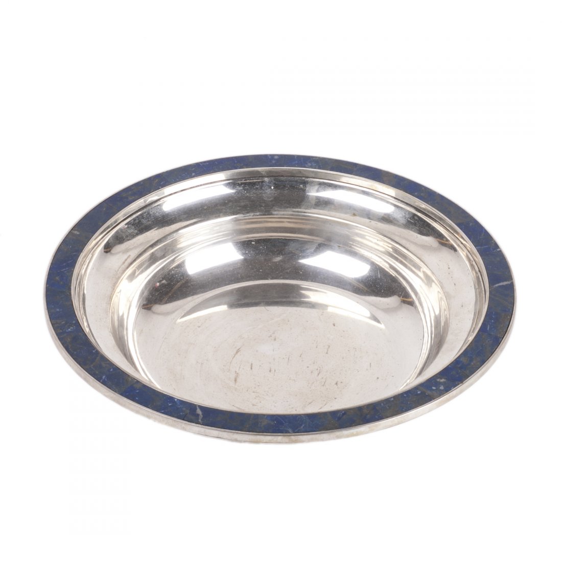 Antique silver tray with lazurite stone encrusted — image 1