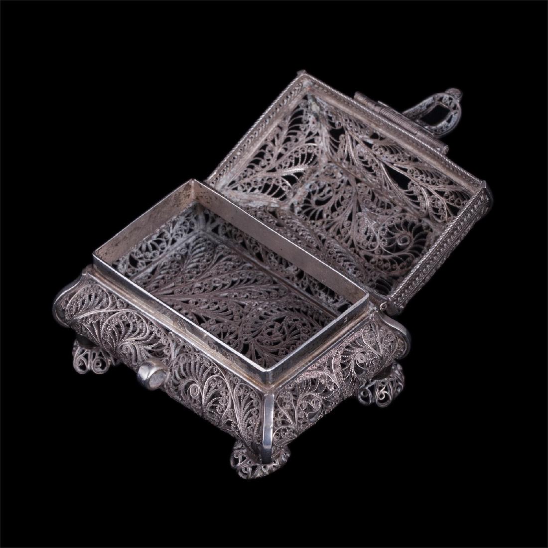 Russian silver filigree casket — image 3