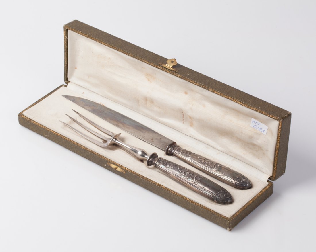 Silver serving set of 2 pieces for meat. — image 2
