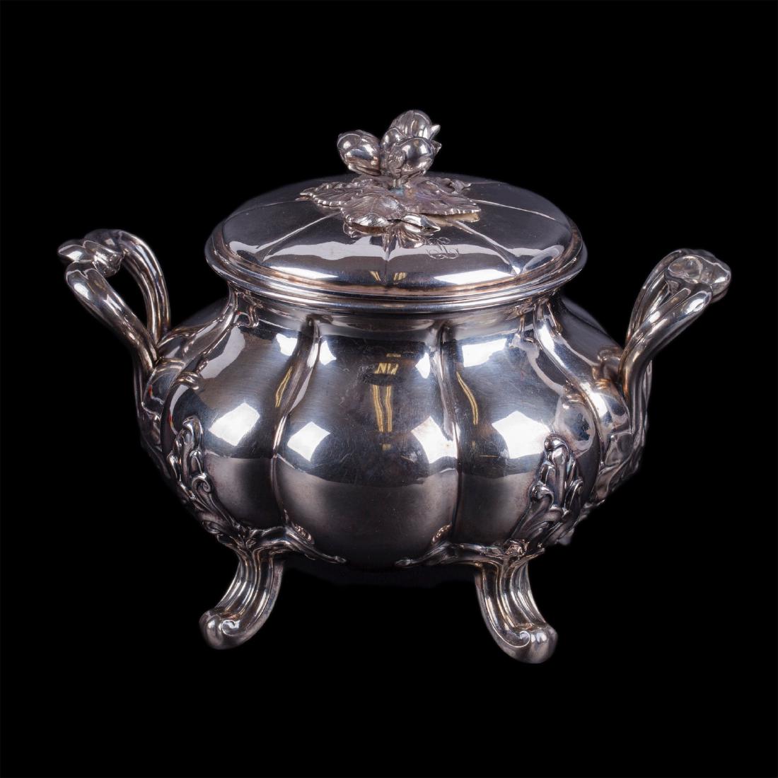 Elegant French silver sugar bowl. Marked Alphonse — image 1